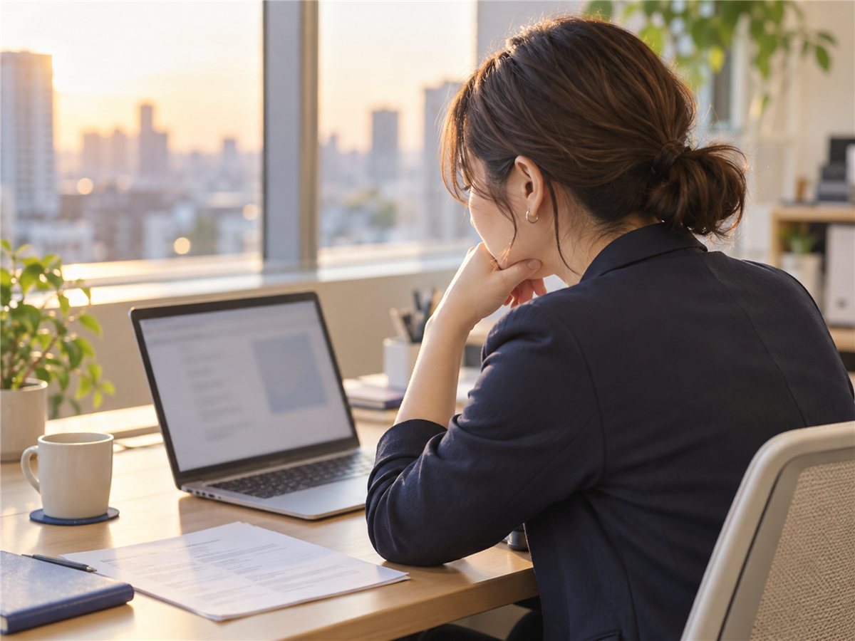 ひとりで採用の資料に向き合う担当者